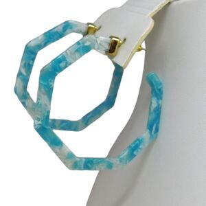 Sky Light Blue Pierced Earrings Bold Statement Acrylic Large Geometric Design